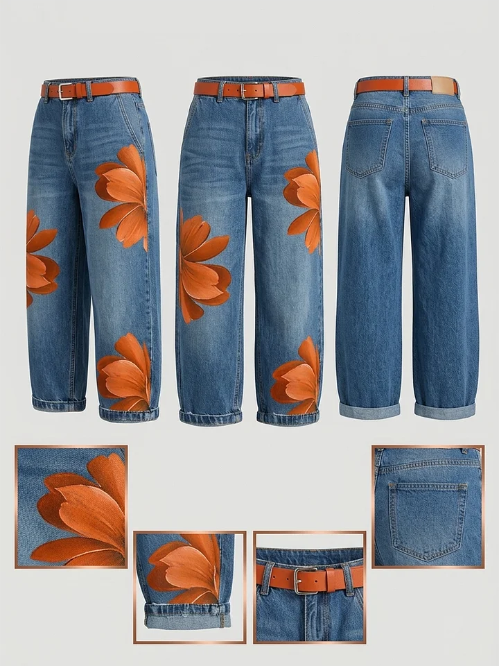 Esley | Conjunto de camisa larga con vaqueros estampados