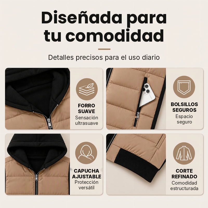 Bella | Chaqueta con capucha acolchada a rayas