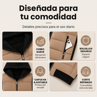 Bella | Chaqueta con capucha acolchada a rayas