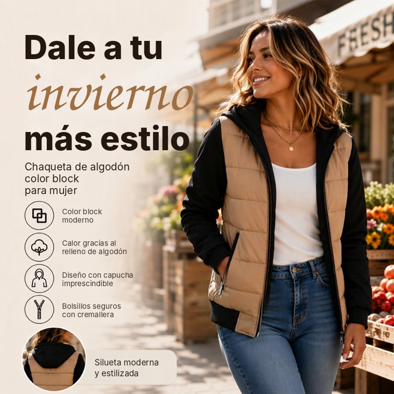 Bella | Chaqueta con capucha acolchada a rayas