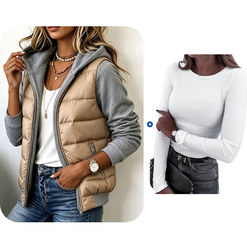 Bella | Chaqueta con capucha acolchada a rayas