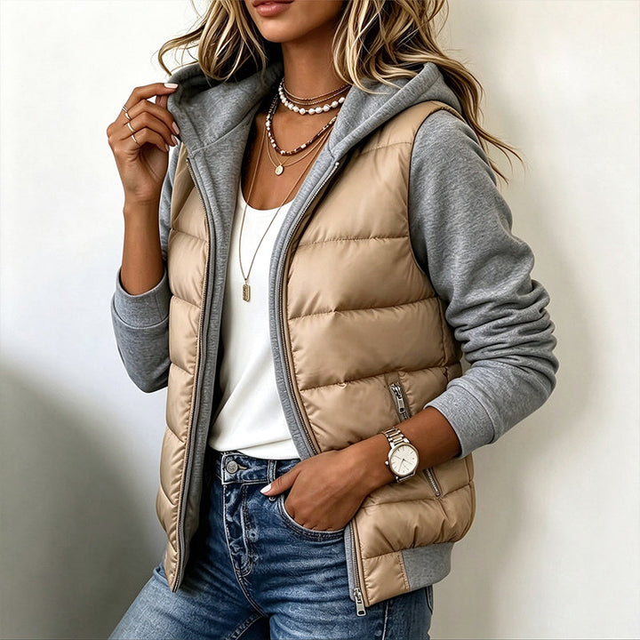 Bella | Chaqueta con capucha acolchada a rayas