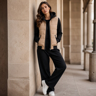 Bella | Chaqueta con capucha acolchada a rayas