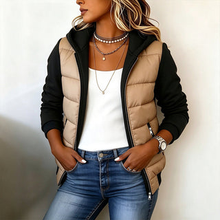 Bella | Chaqueta con capucha acolchada a rayas